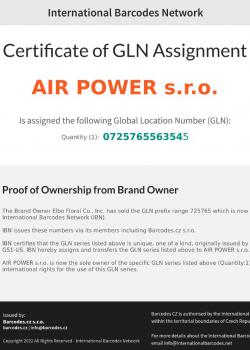 Certificate of GLN